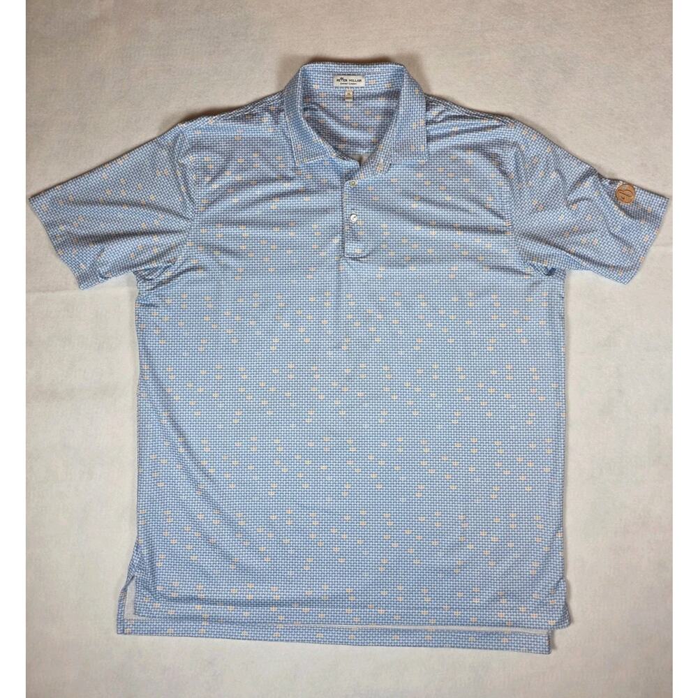 Peter Millar Summer Comfort Polo Shirt Mens XL Blue Sunglasses Print Golf